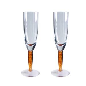 2 Denby FIRE Fluted Champagne Flute Amber Caramel Spice